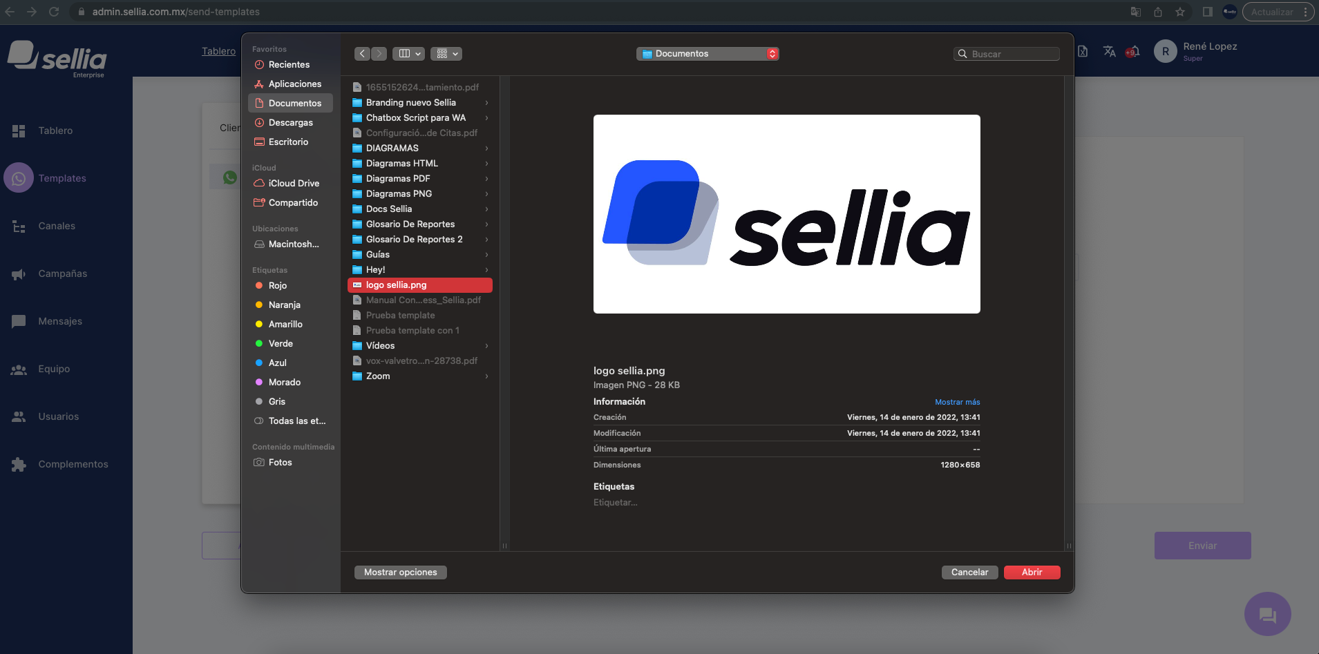 Adjuntar Archivos Multimedia para Envío de Templates en Sellia